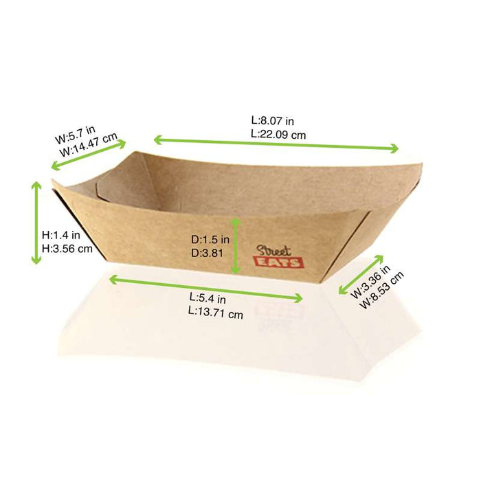 Barquette kraft ingraissable avec PE  215x150mm H50mm 800ml-500Pcs