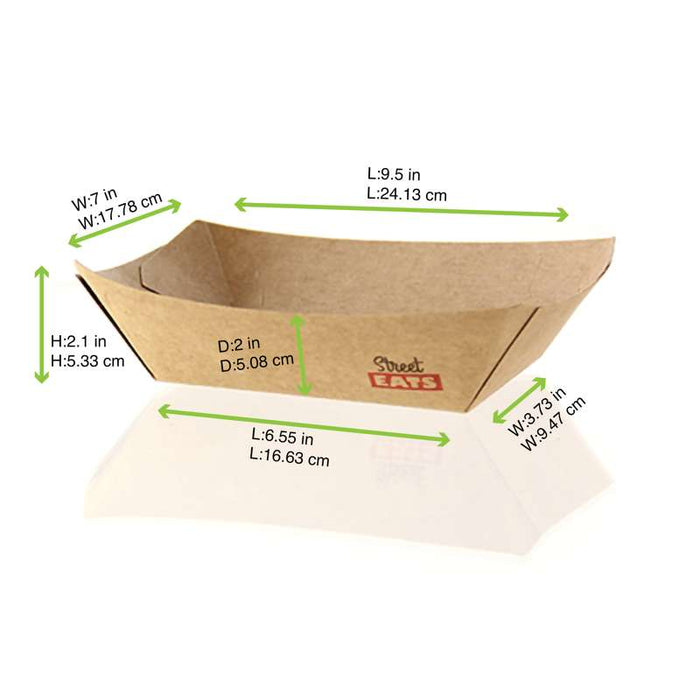 Barquette kraft ingraissable avec PE  245x165mm H50mm 1200ml-500Pcs