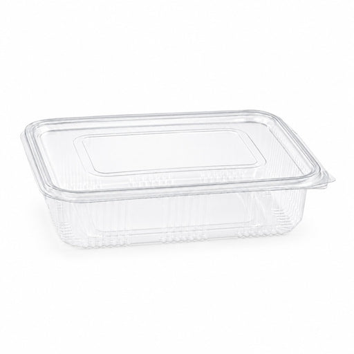 Barquette plastique PET rectangulaire transparente avec couvercle attaché  230x175mm H55mm 1350ml-300Pcs