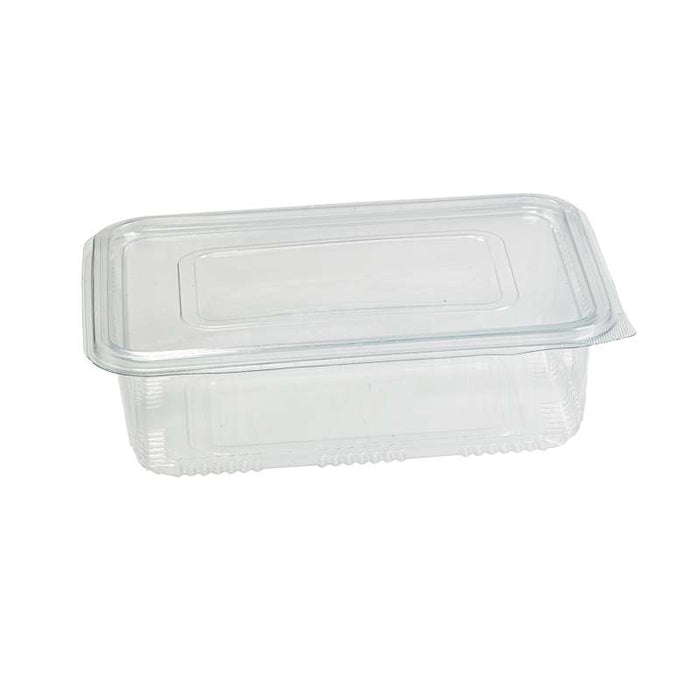 Barquette plastique PET rectangulaire transparente avec couvercle attaché  230x175mm H65mm 1700ml-300Pcs