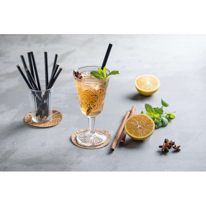 Paille cocktail courte en bambou noir à bout biseauté 145mm - 100Pcs