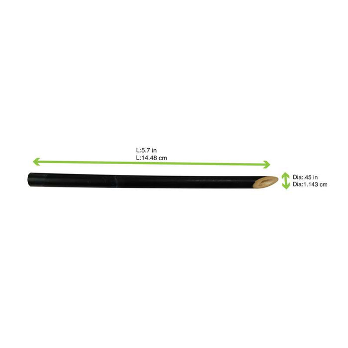 Paille cocktail courte en bambou noir à bout biseauté 145mm - 100Pcs