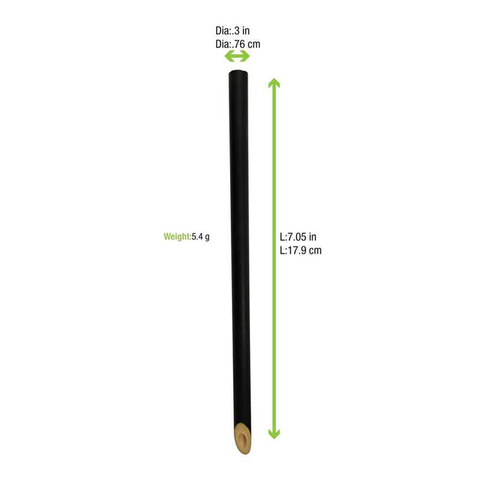 Paille noire en bambou à bout biseauté 180mm - 100Pcs
