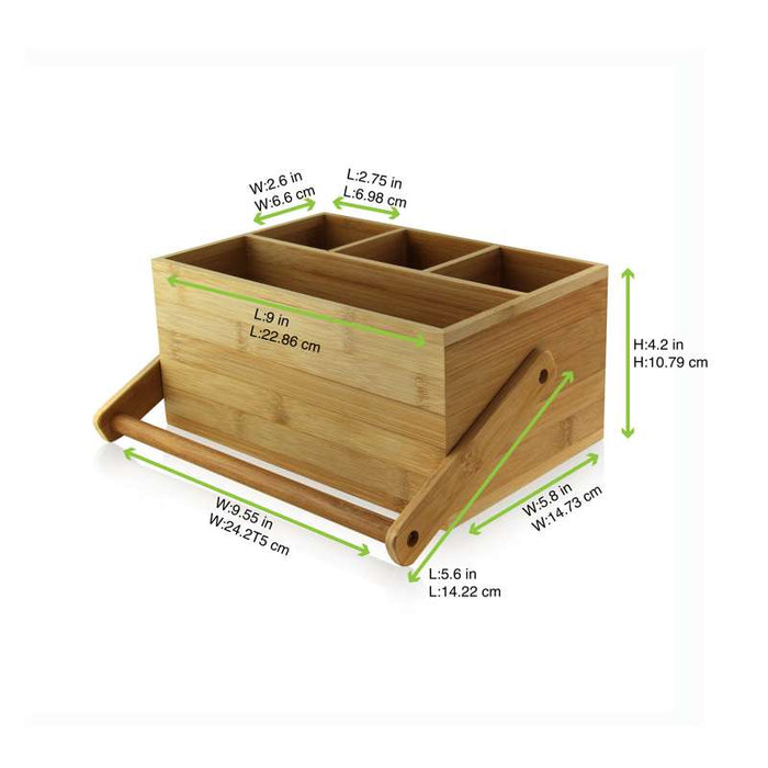 Porte couverts en bambou 4 compartiments  226x148mm H107mm-2Pcs