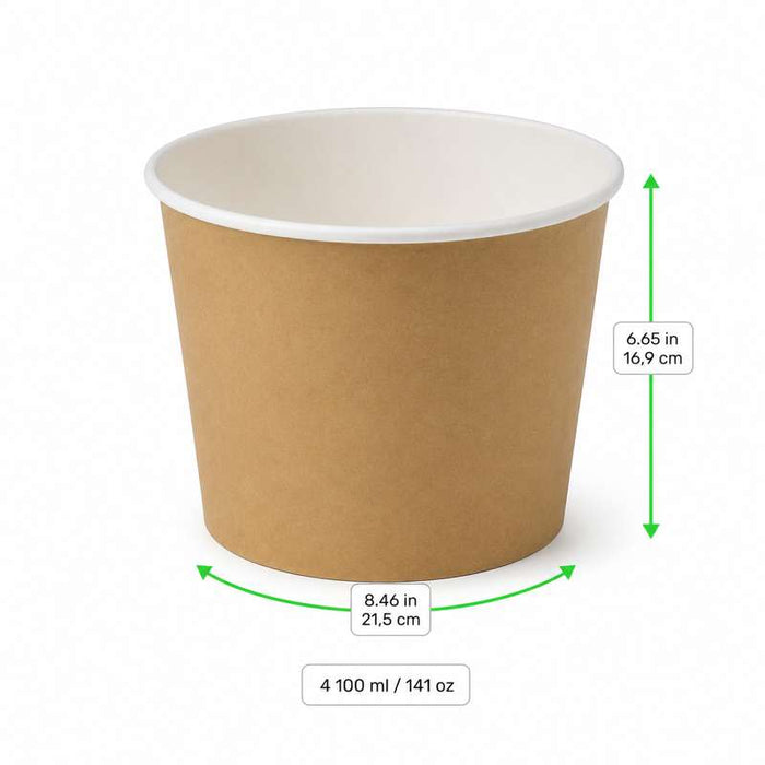 Bucket geant en carton impression kraft   H169mm 4 100ml - 114Pcs