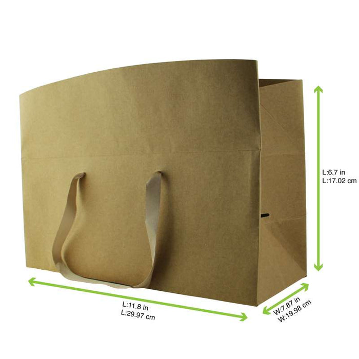 Sac boîte carton kraft poignées tissu (poids max 5kg) 300x200mm H170mm-50Pcs
