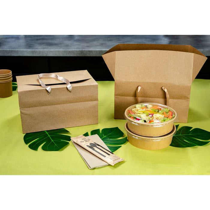 Sac boîte carton kraft poignées tissu (poids max 5kg) 300x200mm H170mm-50Pcs