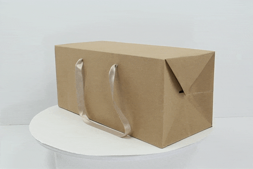 Sac boîte carton kraft poignées tissu (poids max 5kg) 300x200mm H170mm-50Pcs