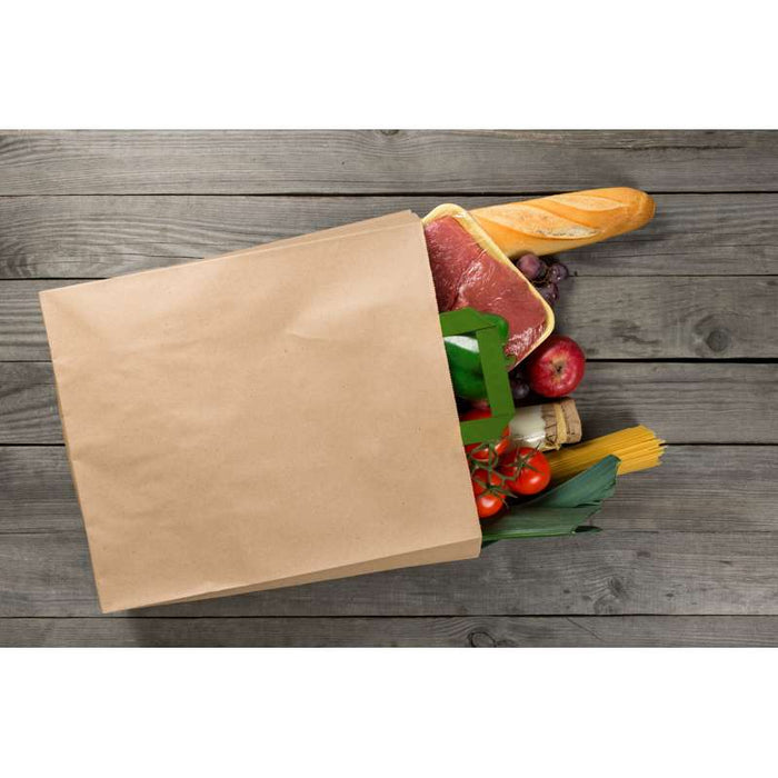 Sac cabas papier brun recyclé anses vertes  200x100mm H280mm-250Pcs