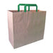 Sac cabas papier kraft brun recyclé avec anses vertes  320x170mm H340mm-250Pcs