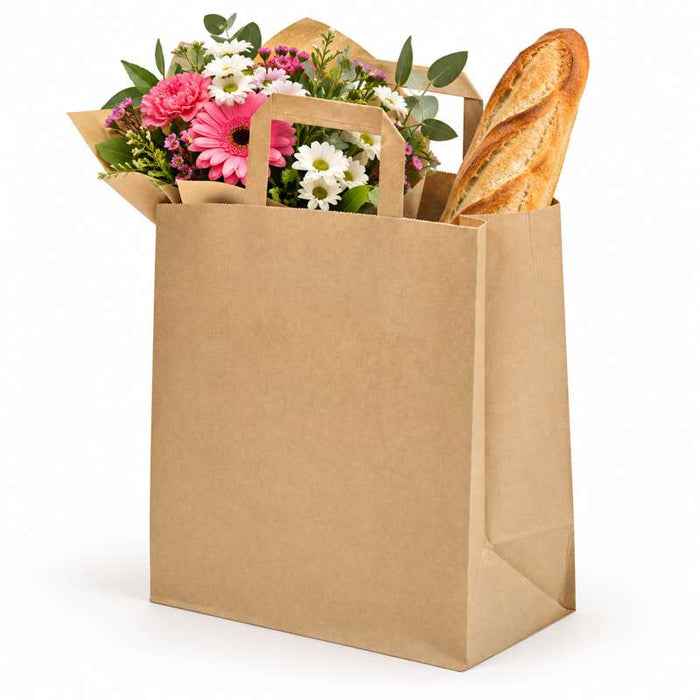 Sac cabas papier kraft brun recyclé 320x170mm H340mm-250Pcs