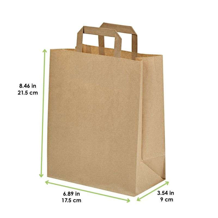 Sac cabas papier kraft brun recyclé 175x90mm H215mm-500Pcs