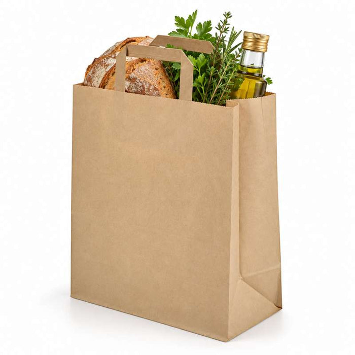 Sac cabas papier kraft brun recyclé 175x90mm H215mm-500Pcs
