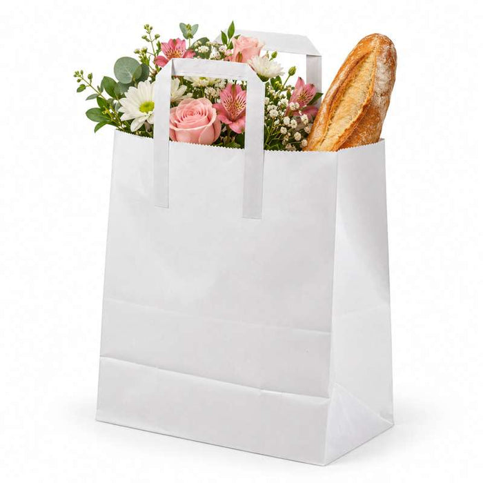 Sac cabas papier blanc recyclé 260x140mm H320mm-250Pcs