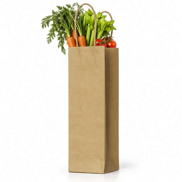 Sac cabas papier kraft brun poignées ficelles pour bouteilles  390x80mm H140mm-200Pcs