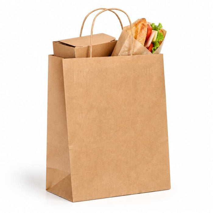 Sac cabas papier kraft brun poignées ficelles  220x100mm H290mm-250Pcs