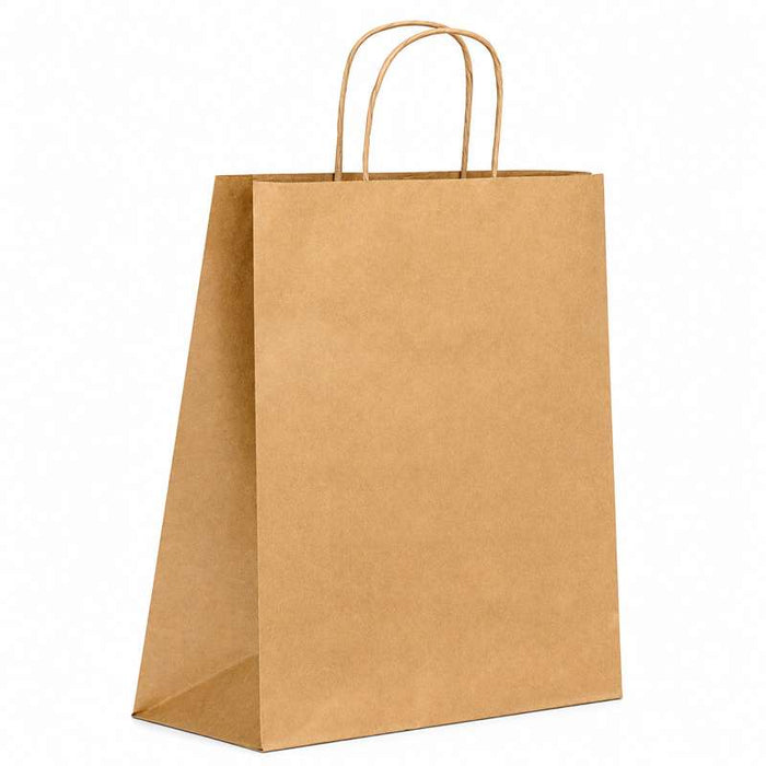 Sac cabas brun en papier kraft à poignées ficelles 281x120mm H310mm - 200Pcs