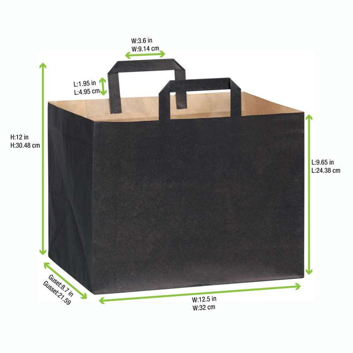 Sac cabas papier kraft brun imprimé noir 320x220mm H240mm-250Pcs