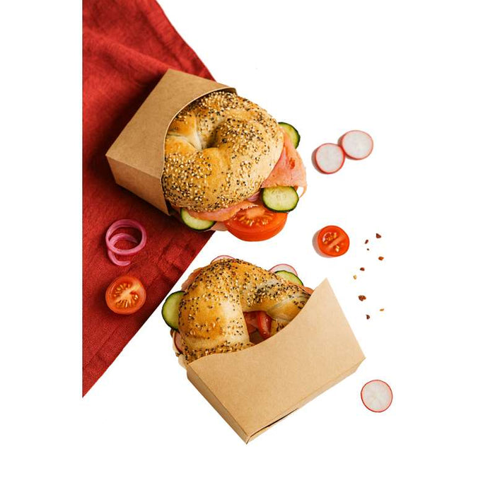 Emballage carton kraft pour bagel intérieur blanc  120x40mm H120mm - 1000Pcs