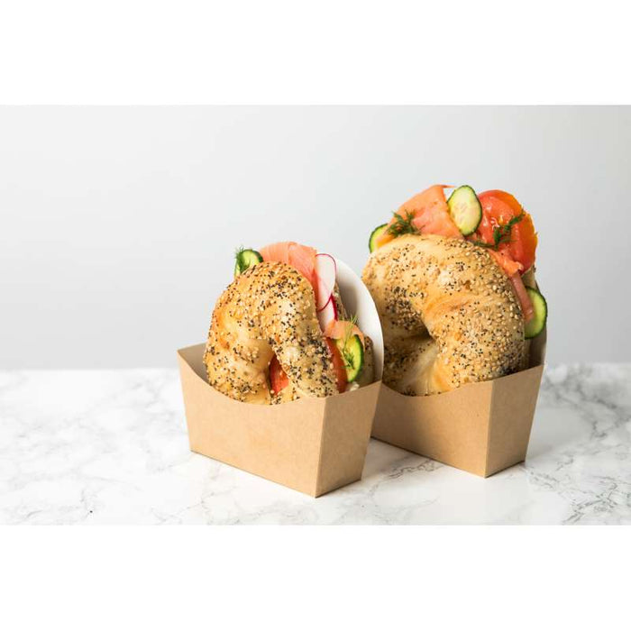 Emballage carton kraft pour bagel intérieur blanc  120x40mm H120mm - 1000Pcs