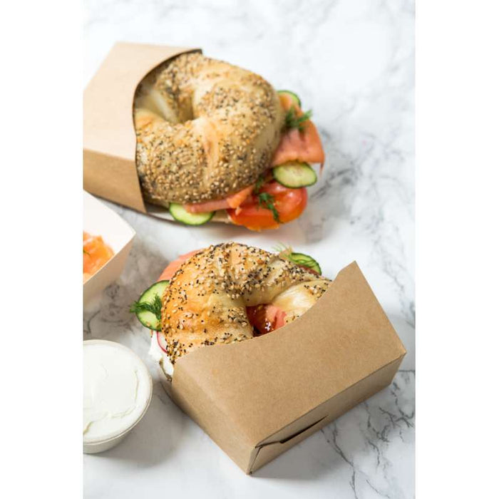 Emballage carton kraft pour bagel intérieur blanc  120x40mm H120mm - 1000Pcs