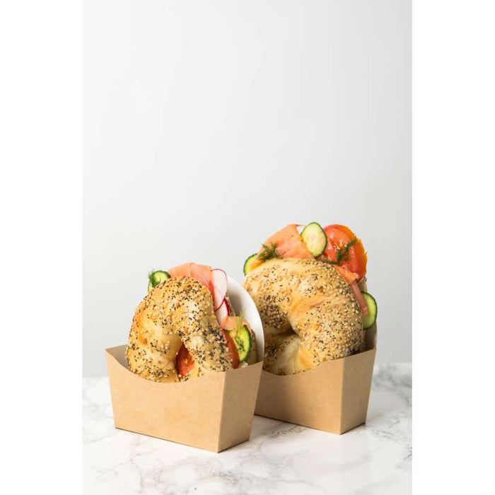 Emballage carton kraft pour bagel intérieur blanc  120x40mm H120mm - 1000Pcs