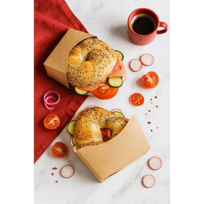 Emballage carton kraft pour bagel intérieur blanc  120x40mm H120mm - 1000Pcs
