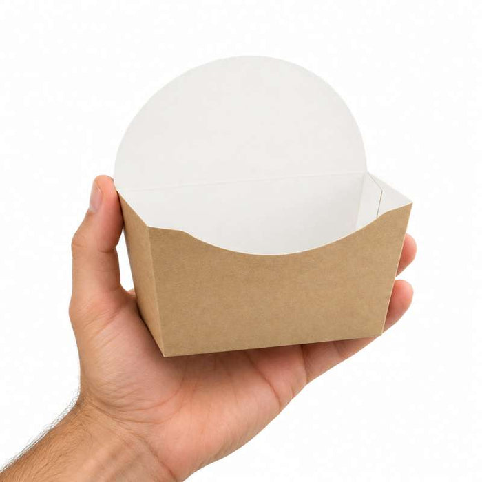 Emballage carton kraft pour bagel intérieur blanc  120x40mm H120mm - 1000Pcs