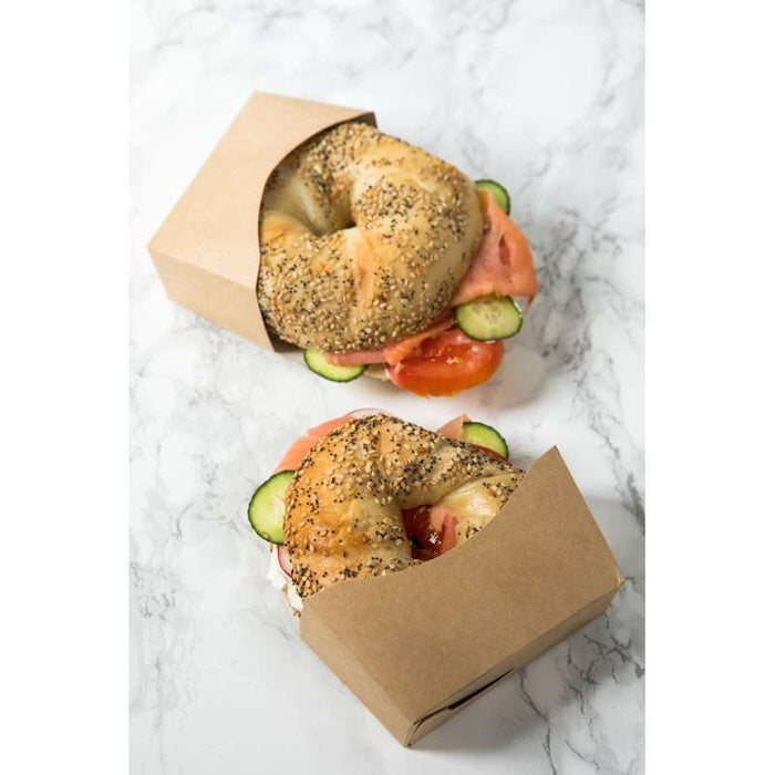 Emballage carton kraft pour bagel intérieur blanc  120x40mm H120mm - 1000Pcs