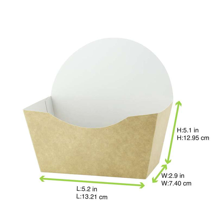 Emballage carton kraft pour burger intérieur blanc  135x60mm H130mm-200Pcs