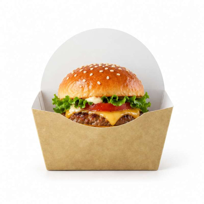 Emballage carton kraft pour burger intérieur blanc  135x60mm H130mm-200Pcs