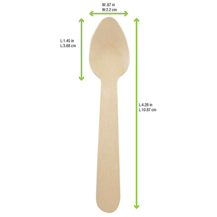 Cuillère café bois, emballage papier kraft  /  Wooden coffee spoon, kraft wrap  H110mm-500Pcs