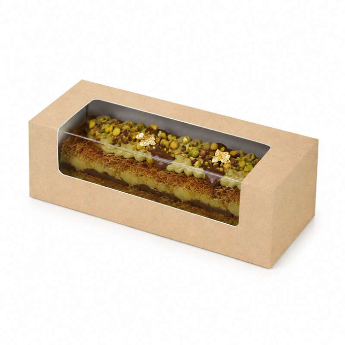 Boîte éclair ou macarons en carton kraft à fenêtre 150x60mm H50mm - 250Pcs