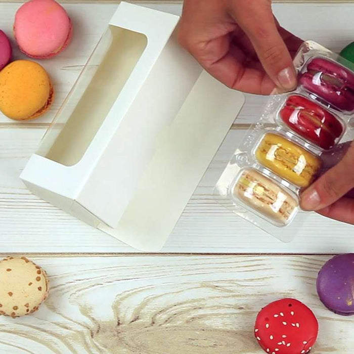 Boite carton à fenêtre pour éclair ou macaron  150x60mm H50mm-250Pcs