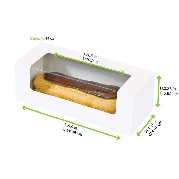 Boite carton à fenêtre pour éclair ou macaron  150x60mm H50mm-250Pcs