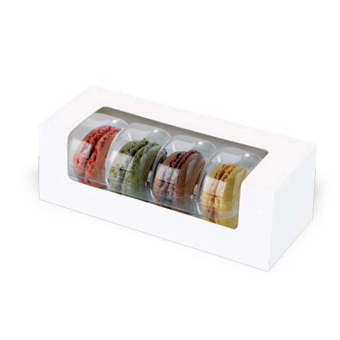 Boite carton à fenêtre pour éclair ou macaron  150x60mm H50mm-250Pcs