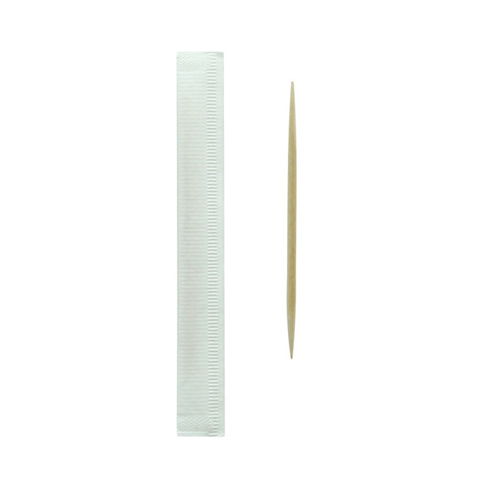 Cure dents en bois emballé individuellement   H65mm - 1000Pcs
