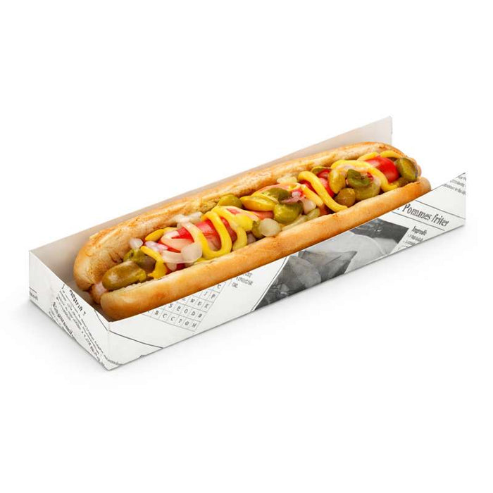 Support hot-dog carton impression journal  180x40mm H19mm-1000Pcs