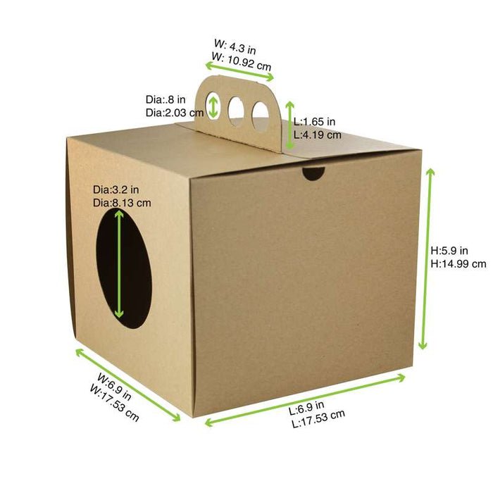 Boîte repas haute en carton kraft brun "Coup de poing" 176x176mm H150mm - 100Pcs