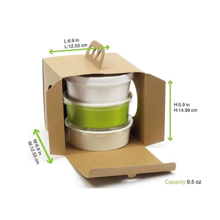 Boite à emporter carton kraft brun "Coup de poing"  176x176mm H150mm - 100Pcs