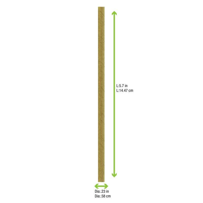 Paille à cocktail en papier kraft brun  H145mm-3000Pcs