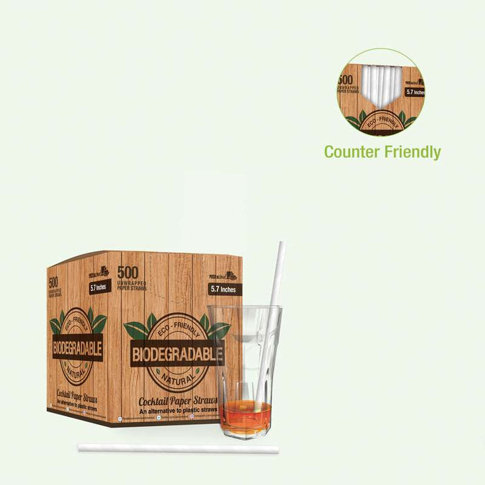 Paille à cocktail en papier blanc  H145mm-3000Pcs