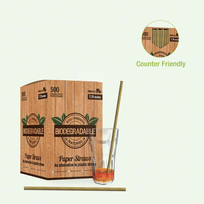 Paille en papier kraft brun  H197mm-3000Pcs