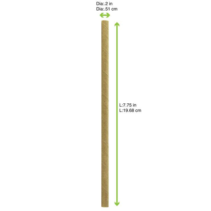 Paille en papier kraft brun  H197mm-3000Pcs