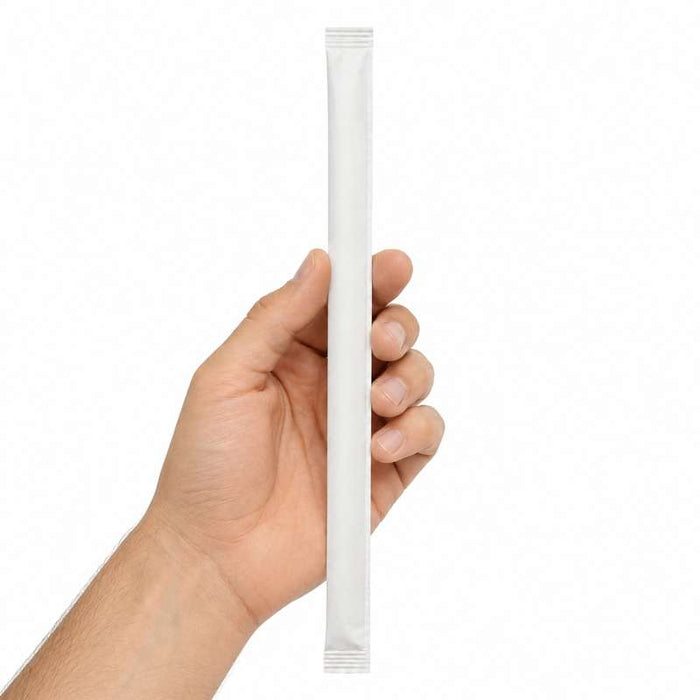 Paille biseautée blanche pour Bubble Tea - emballage individuel  H12mm-1960Pcs