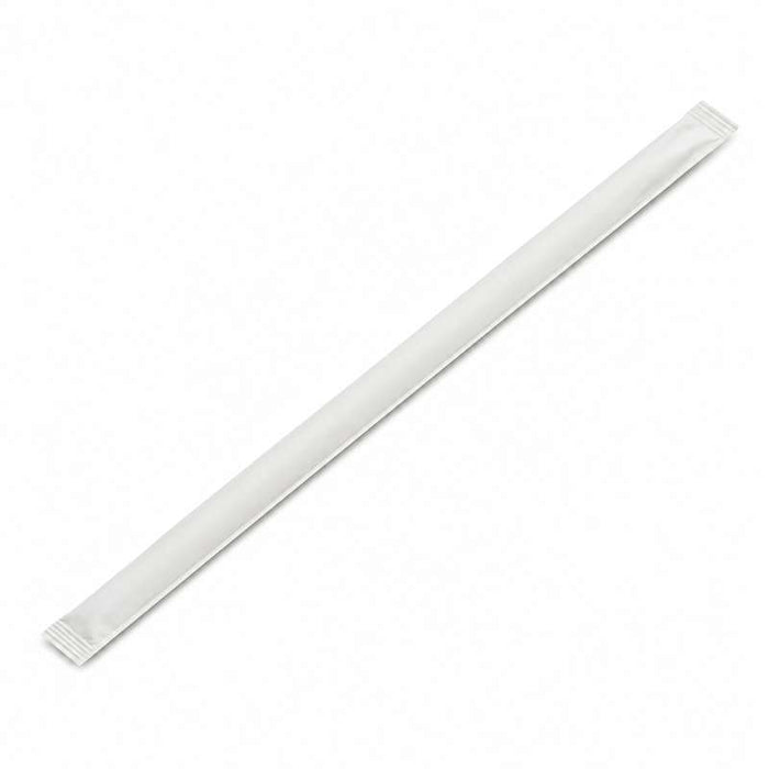 Paille biseautée blanche pour Bubble Tea - emballage individuel  H12mm-1960Pcs
