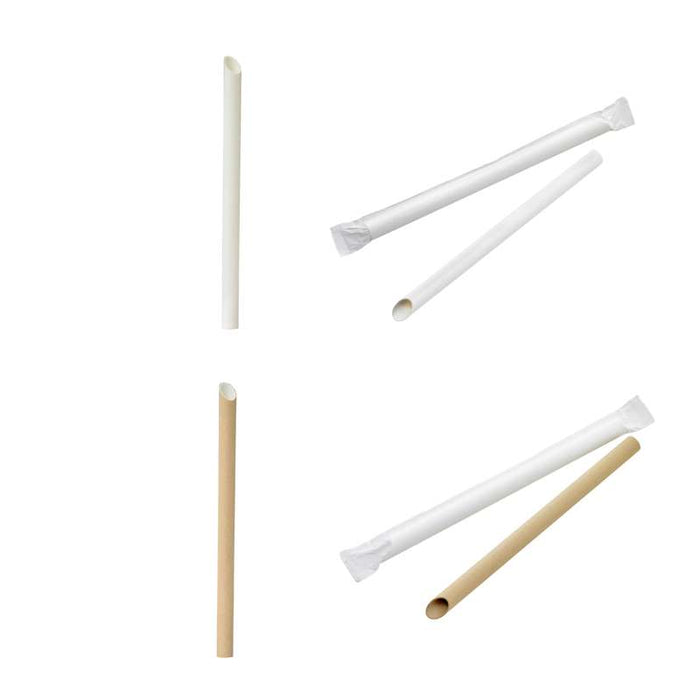 Paille biseautée blanche pour Bubble Tea   H200mm-3000Pcs