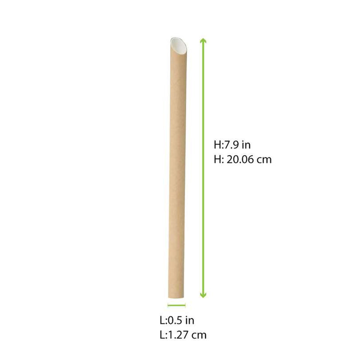 Paille biseautée Kraft pour Bubble Tea   H200mm-3000Pcs