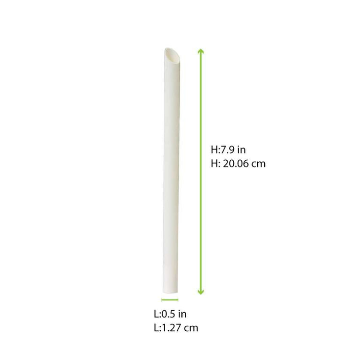 Paille biseautée blanche pour Bubble Tea   H200mm-3000Pcs