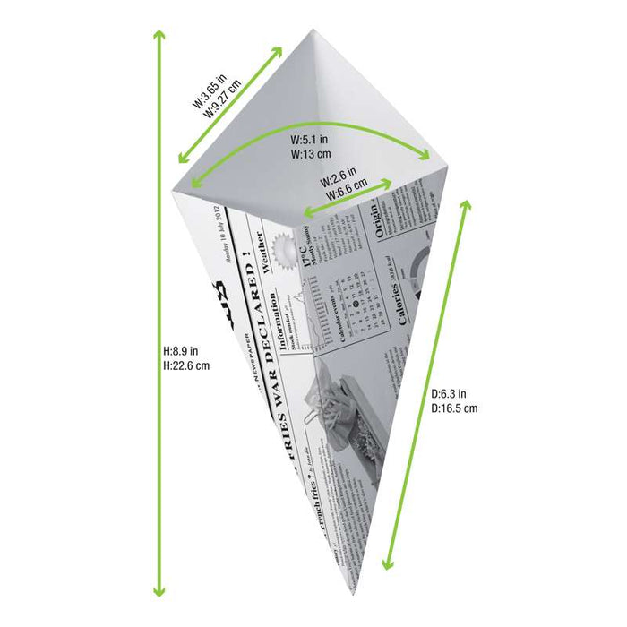 Cône carton décor journal  160x130mm  250ml-1000Pcs
